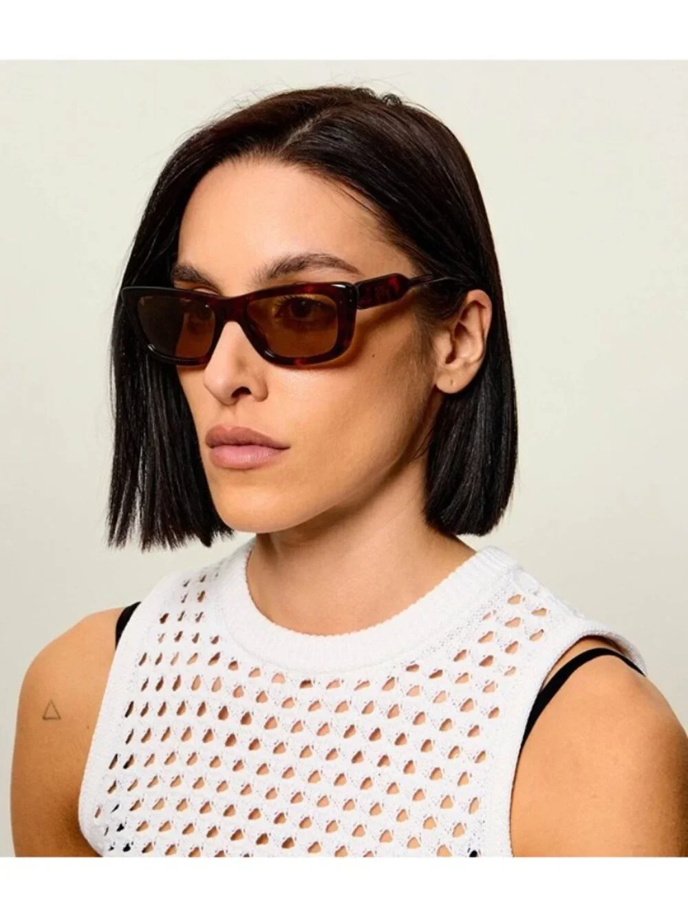 Miu Miu MU B12S 16K80Q Sunglasses Glossy Black Rectangle Frame, Dark Grey Lenses